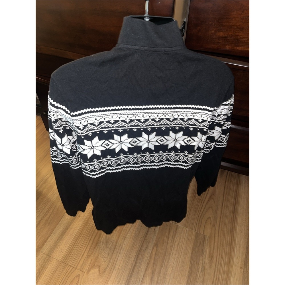 Polo Ralph Lauren Men's Size Medium Sweater Estate Rib Black Snowflake 1/4 Zip - Picture 4 of 8